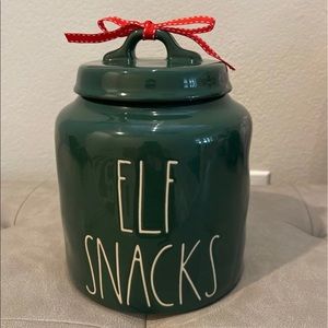 Rae Dunn Green ELF SNACKS Canister